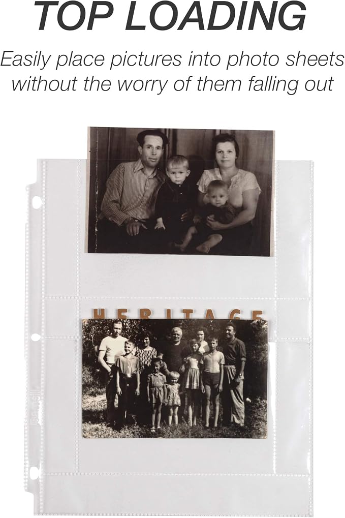 Samsill 4x6 Photo Pages for 3-Ring Binder - 4x6, 50 Pack, Holds 200 Pictures, Each 2-Pocket Photo Pages Hold Four 4 x 6 Pictures, 4x6 Photo Pockets, 4x6 Photo Sheet Protector - Image 6