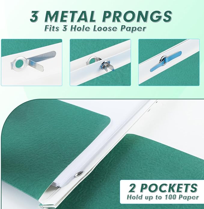 Two Pocket Folders, PANDRI 100 Pack Two Pocket Folders with Prongs, 2 Pocket 3 Prong Folders Designed for Office and Classroom, Letter Size Assorted 5 Colors - Image 4