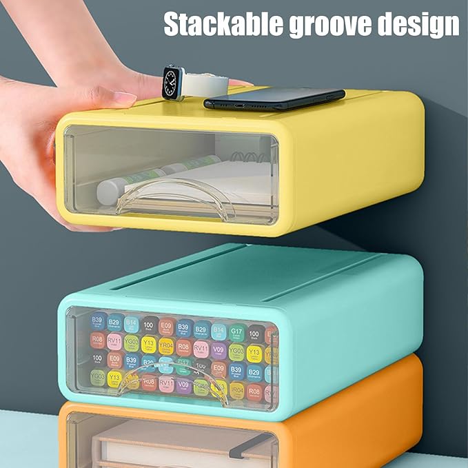 Desk Organizer with Drawers, Stackable Storage Drawers with Compartments Desktop Organization for Office Supplies, Makeup, Pencils, Tape, Erasers, Paperclips, Chargers (4 Pack) - Image 5
