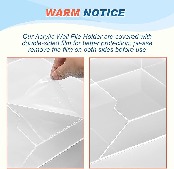 Feifeiya 2Pcs Clear Acrylic File Holder Wall Mount Mail Magazine Organizer File Holders with Screw Wall Office Document Storage Magazine Brochure (12.6"x9.5"x2.4",Widening Vertical,Clear) - Image 3