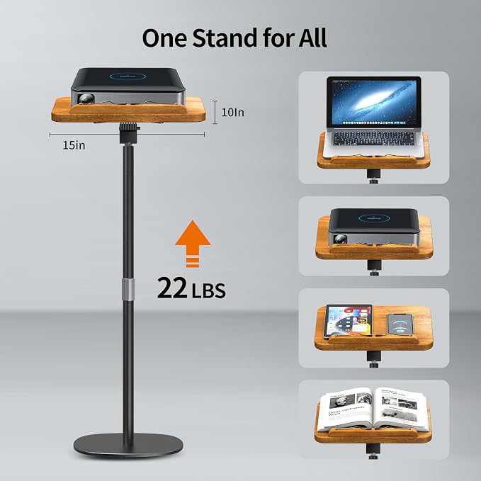 NAMON 2-in-1 Dual-use Floor & Desktop Book Stand, 100% Solid Wood, Height Adjustable from 16.5" to 51", Floor Reading Stand with Page Clip for Cookbooks, Sheet Music, Projector (with a T-Shaped) | 100% Solid Wood, Floor Reading Stand with Page Clip for... - Image 3