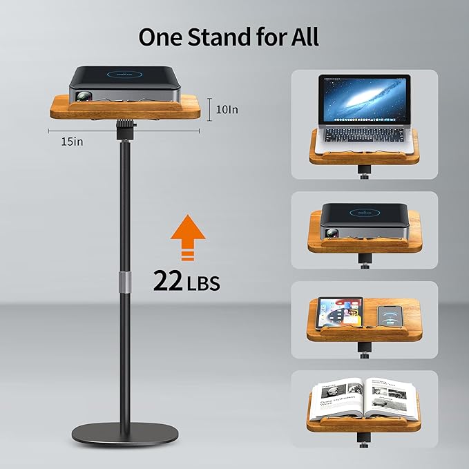 NAMON 2-in-1 Dual-use Floor & Desktop Book Stand, 100% Solid Wood, Height Adjustable from 16.5" to 51", Floor Reading Stand with Page Clip for Cookbooks, Sheet Music (Small - No Wheel - No T Tube) - Image 3