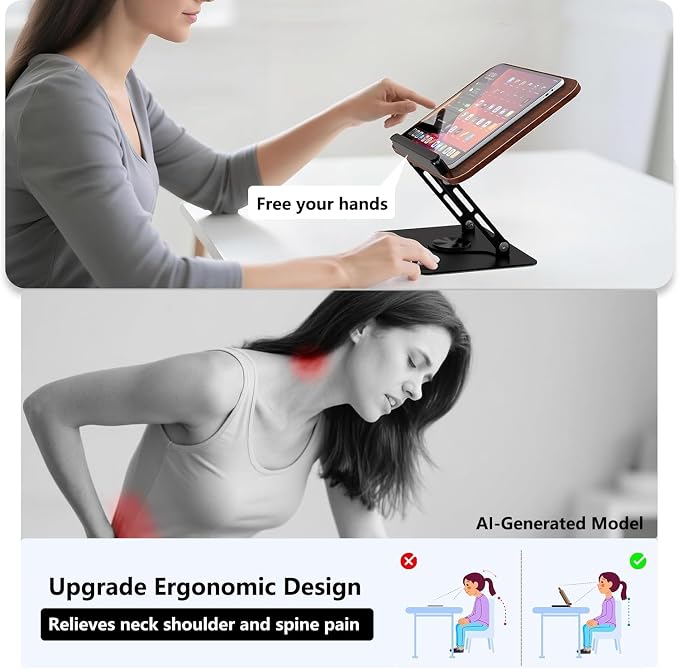 2-in-1 Adjustable Floor & Desktop Music Book Stand, Black | Detachable Reading Holder, Height 36"-62", 360° Rotating, For Music, Laptop, Cookbook - Image 6