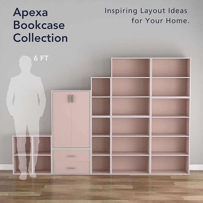 Homes: Inside + Out Apexa 2-Drawer Wooden Stackable Storage Drawers, Small Food Pantry Cabinet, Cajonera De Madera, Underbed Drawer Dorm Teen Room Decor & Bedroom, Home Office, Kitchen, Light Pink - Image 9