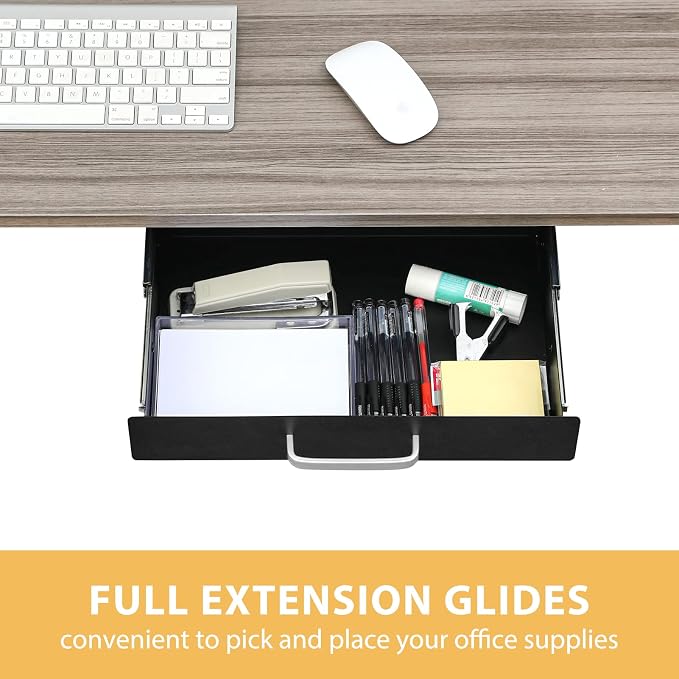 Gome Under Desk Pull-Out Drawer - Storage Organizer Office Mounted, Easy Slide-Out Pencil Drawer for Space Saving, Ideal for Sit-Stand Workstation with 1.2" High Crosspiece - Image 4