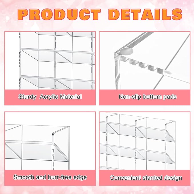 MotiMind Acrylic Pen Organizer Storage for 420 Markers Vertical Marker Organizer Acrylic Pen Display Holder for Office Desk Desktop Stationery Pencil Storage, Clear, 18 x 4 x 14.5 Inch - Image 3