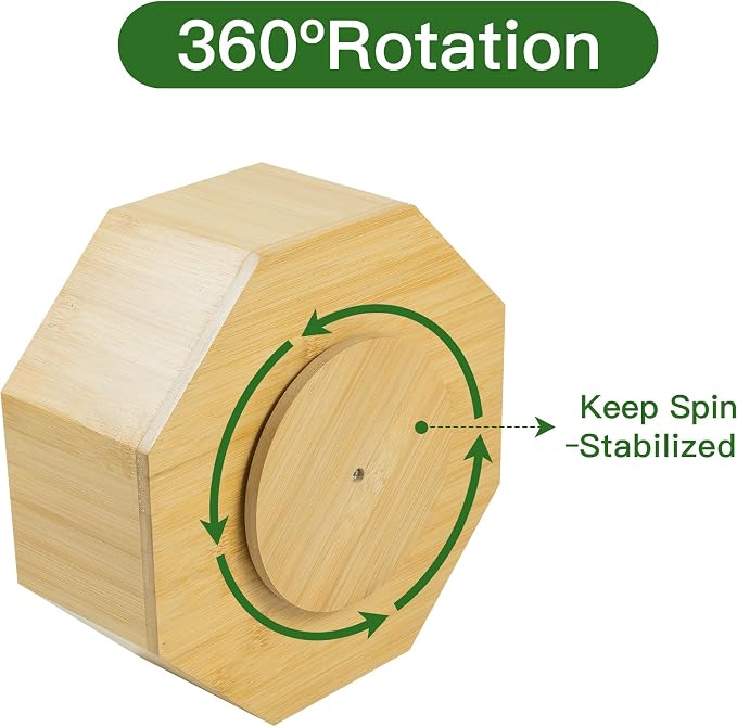 VaeFae 360° Rotating Bamboo Pen Holder Desk Art Supply Organizer | 9-12 Slots, Removable Divider, Octagonal Frame, Polished Surface, Space-Saving for Pens, Markers, Brushes & Beauty Supplies - Image 4