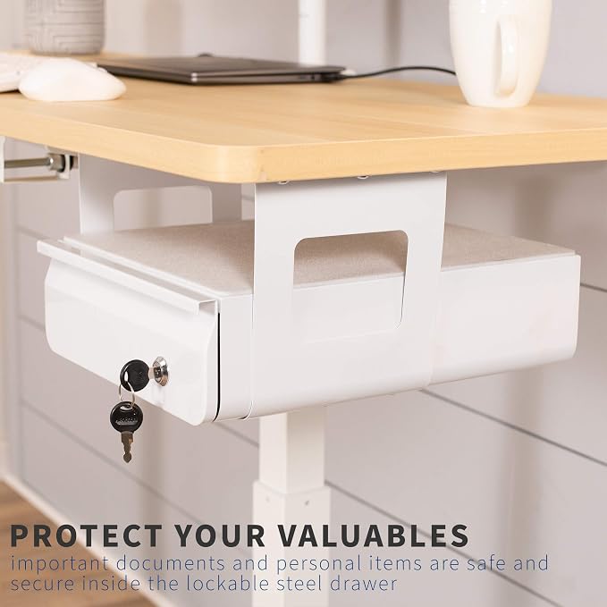 VIVO White 12 x 14 inch Under Desk Drawer, DESK-AC03L-W | Sturdy Steel Design, Secure Locking Drawer, Home Office Storage Organizer, Holds 11 lbs - Image 6