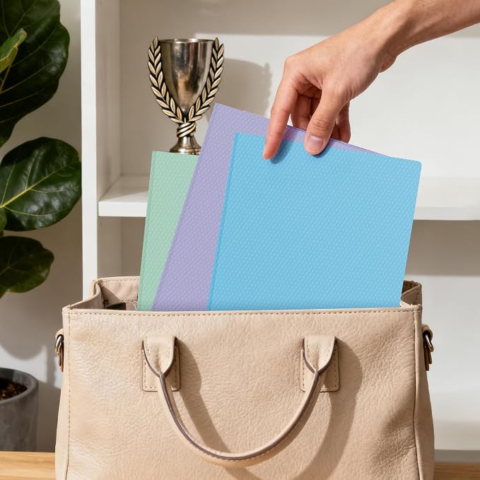 24-Pack Plastic andPockets and Prongs,2-Pocket and3 Fasteners, Pastel Folders Holds 8-1/2" x 11" Paper for School/Office/Home, Blue - Image 5