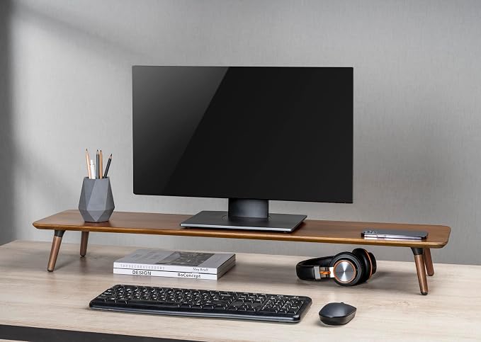 Desk Shelf for Top of Desk (Mahogany) Mid Century Modern Monitor Stand (39.37 × 9.45 × 4.72 inches) - Image 4