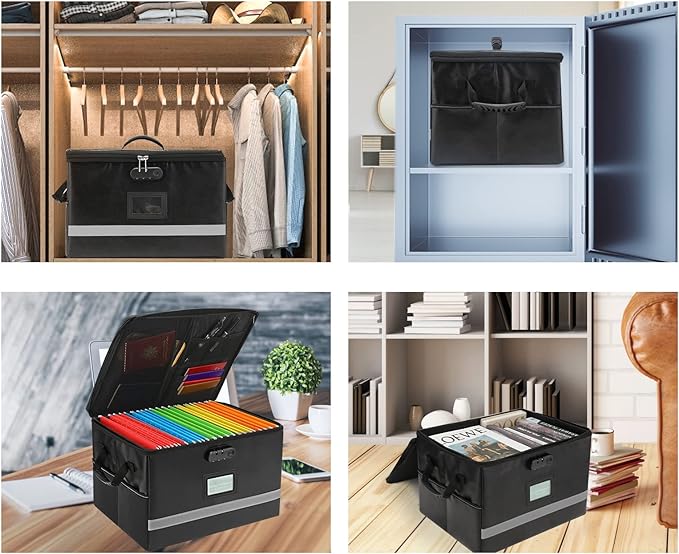 EXLIFBAG File Organizer, Fireproof File Box with Lids, Important Document Organizer Box with Lock, Portable File Folder Organizer with Handle - Image 5