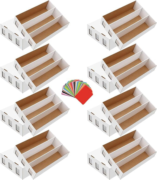 8 Pack Trading Card Storage Box, 18800+ Count Card Storage Box with 48 Card Divider White Sports Card Storage Box Cardboard Card Organizer Box Bulk Card Case Trading Card Box for Sport Basketball Card by HIMOMO
