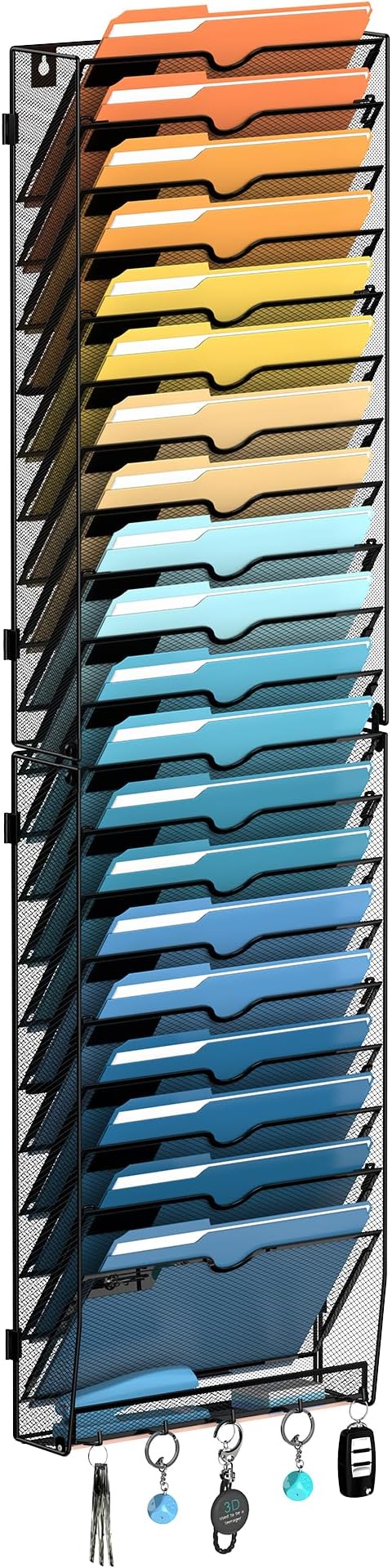 21-Tier Hanging Wall File Organizer with Hooks for Office Organization | Mesh Wall File Holder, Mail Organizer Wall Mounted for Papers, Documents, Folders and Magazines in Home Office, Classroom by SUPEASY