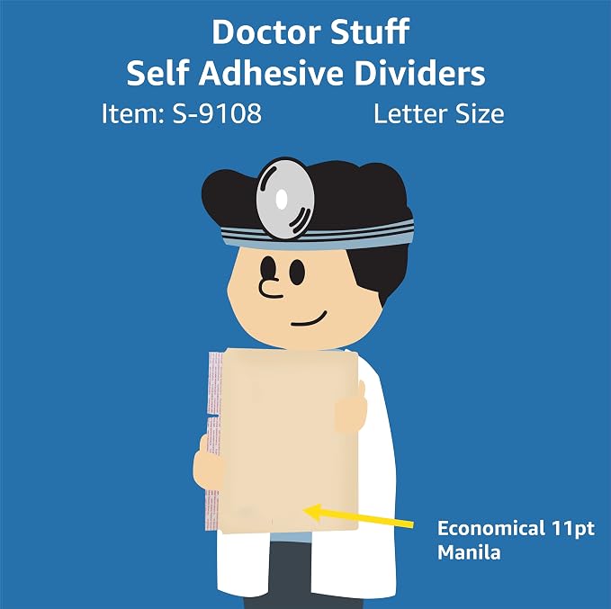 Self Adhesive Dividers for File Folders, Doctor Stuff, Side Hinge Divider, No Fasteners, 11 pt Manila Stock, Box of 100 - Image 2