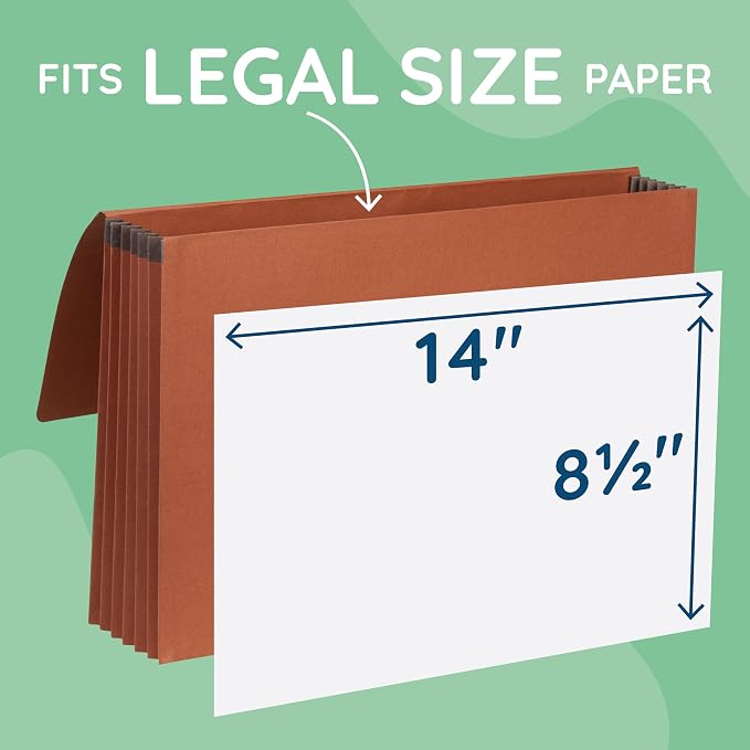Blue Summit Supplies 10 Redrope Expanding File Wallets, Legal, 5.25" Brown | 5.25 in expansion, string closure, legal size, for documents, files, and travel filing - Image 3