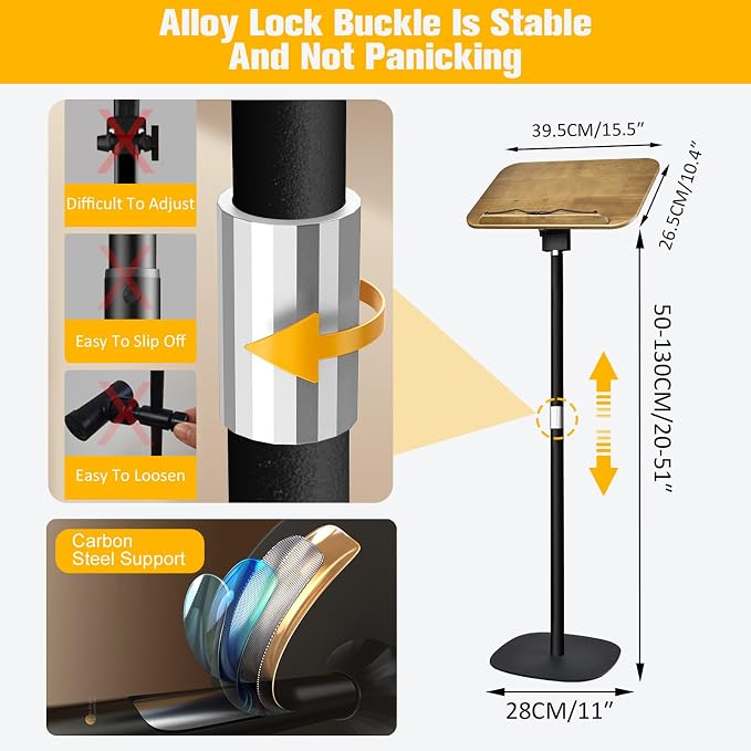 Book Stand for Reading, 4-in-1 Music Stand for Sheet Mmusic, Book Holders for Reading Hands Free, Projector Stand with 180° Rotation Height Adjustable Book Holder Stand for Cookbooks, Laptop - Image 4