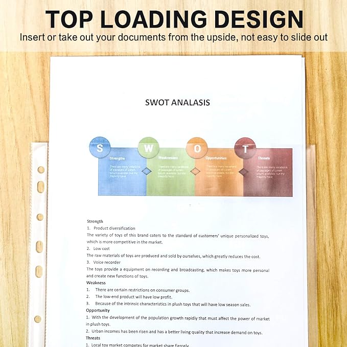 Sheet Protectors, PANDRI 500 Pack Clear Heavy Duty Plastic Page Protectors Sheet Reinforced 11-Hole Fit for 3 Ring Binder Fits Standard 8.5 x 11 Paper, 9.25 x 11.25 Top Loaded, Excluding Acid - Image 4