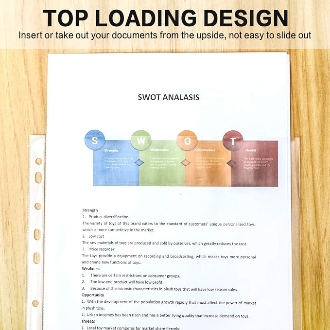 Sheet Protectors, PANDRI 600 Pack Clear Heavy Duty Plastic Page Protectors Sheet Reinforced 11-Hole Fit for 3 Ring Binder Fits Standard 8.5 x 11 Paper, 9.25 x 11.25 Top Loaded, Excluding Acid - Image 4
