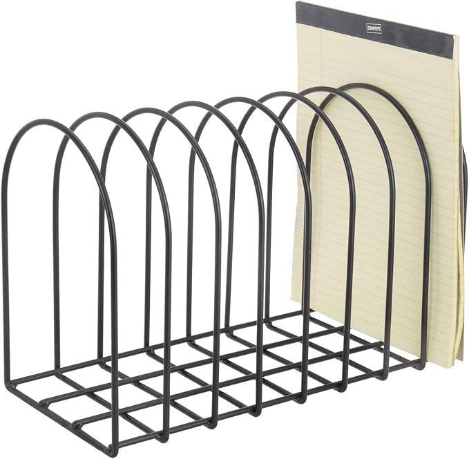 MyGift Large Desktop Document Holder, Black Metal Wire File Folder Organizer Rack with 8-Slots and Arch Design - Image 6