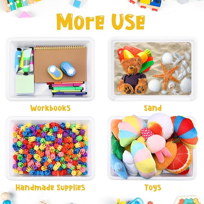 18 Pcs Flat Storage Organizer Bins Letter Size Paper Tray Classroom Storage Plastic Art Trays Classroom Pencil Organizer Baskets for School Office Teacher Book Organization(White) - Image 5
