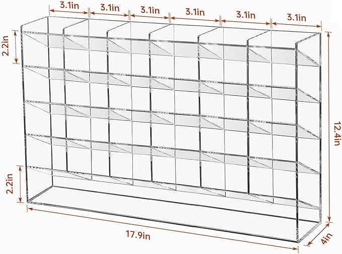 BEYGORM Acrylic Vertical Marker Organizer for 375 Markers, Desk Orgaizer | 31 Compartments Clear Angled Pen & Pencil Holder, Large Stationery & Art Supply Storage for School (17.9x 12.4 x 4 Inch) - Image 2