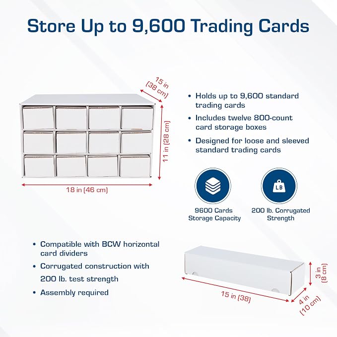 BCW Card House Storage Unit with 12-800 CT Boxes | Trading Card Organizer for Collectible Card Games | Card Catalogue for Sports Cards, Pokémon, Magic The Gathering | Holds up to 9600 Cards | 2 Pack - Image 5