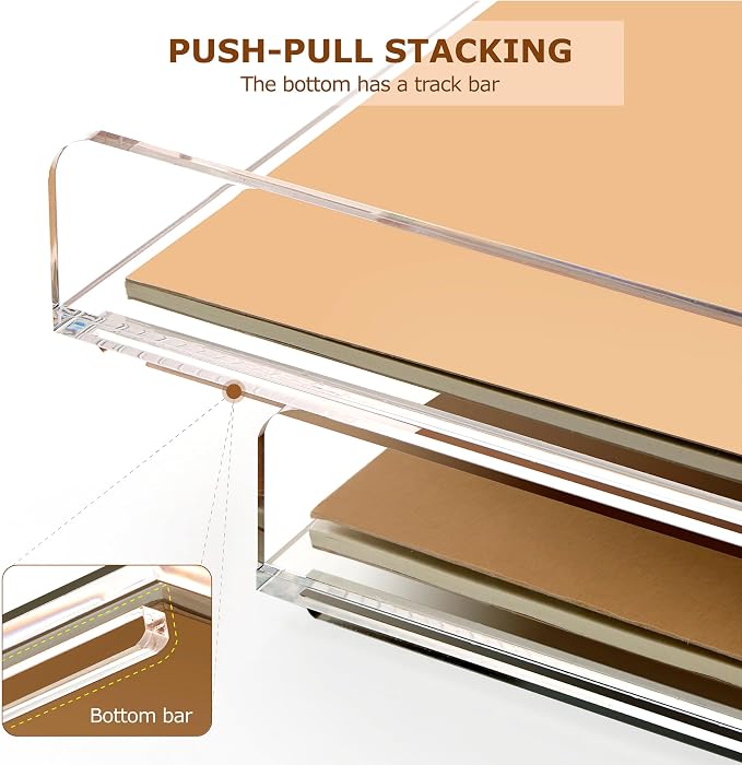 SANRUI 2 Tier Acrylic Stackable Paper Letter Tray, Vertical A4 File Desk Organizer and Accessories Sorter Tray, Clear Workspace Office Supplies Organizers, 12inx9.25inx3.42in - Image 4