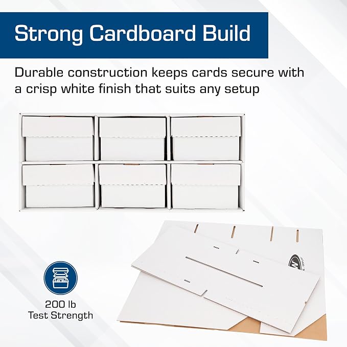 BCW 1600 Count Two Row Card House Storage Box with 6 Shoe Boxes | Holds 9600 Standard Trading Cards | Cardboard Storage House with Six 2 Row Card Storage Boxes - Image 4