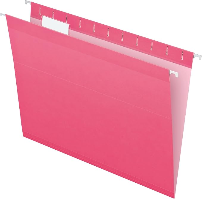 Pendaflex Reinforced Hanging Folders Letter Size Pink 1/5 Cut 25/Box and Two-Tone Color File Folders Letter Size 1/3 Cut Pink 100/Box Office Supply Bundle - Image 2