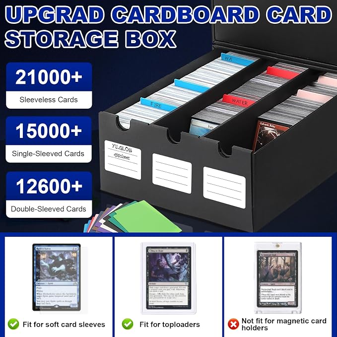 AOBOPLE Trading Card Storage Box,21000+ Cardboard Sports Card Boxes | Bulk Card Boxes with 72 Card Dividers,Labels +Tape,Stackable,Card Organizer for MTG TCG PTCG Sport Cards - Image 2