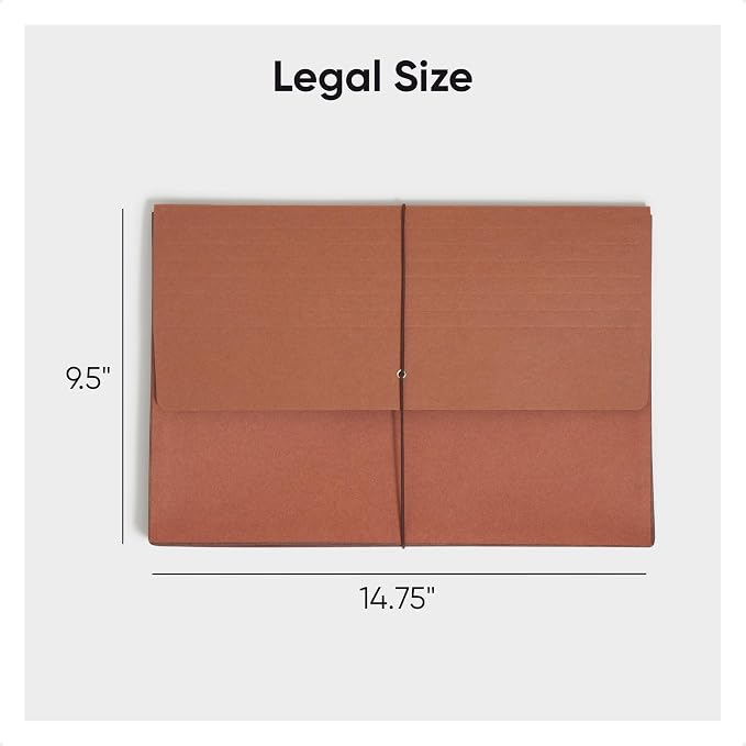 Smead Redrope Expanding File Wallet, Expanding File Organizer, Accordion Folder for Documents, Flap/Cord Closure, 5-1/4" Expansion, Tear-Resistant, Legal Size, 10 per Box (71111) - Image 3