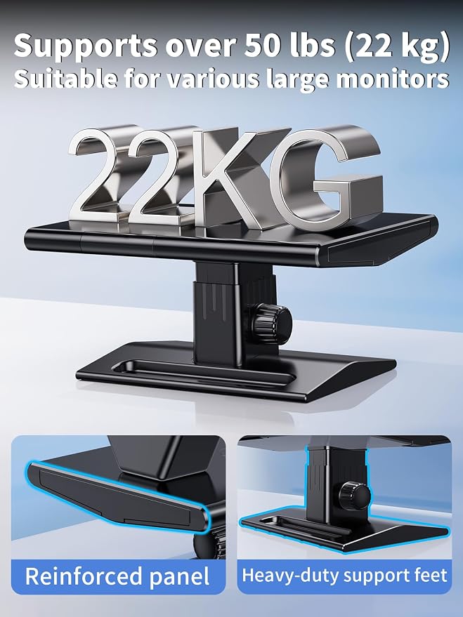 Computer Monitor Stand Riser for Desk,5.7-6.5 Inches Height Adjustable with Storage Drawer & Phone Holder,Workspace Desktop Organizer Monitor Stands Risers Shelf for Computer,Laptop,Printer,TV - Image 5
