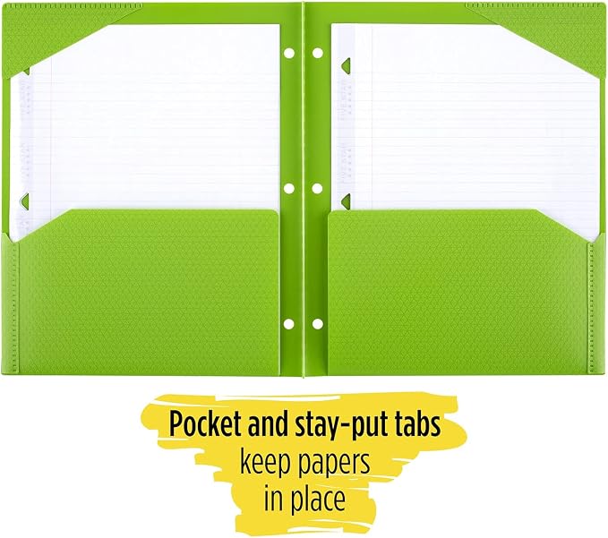 Five Star 2 Pocket Folders, Stay-Put Folder, Folders with Pockets, Prongs, Fasteners, Assorted Colors, 12 Pack (52162) - Image 5