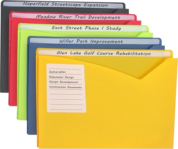 C-Line Write-On Poly File Jackets, Straight Tab, Letter Size, Assorted Colors, (Pack of 125) by C-Line