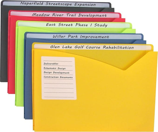 C-Line Write-On Poly File Jackets, Straight Tab, Letter Size, Assorted Colors, (Pack of 125) by C-Line