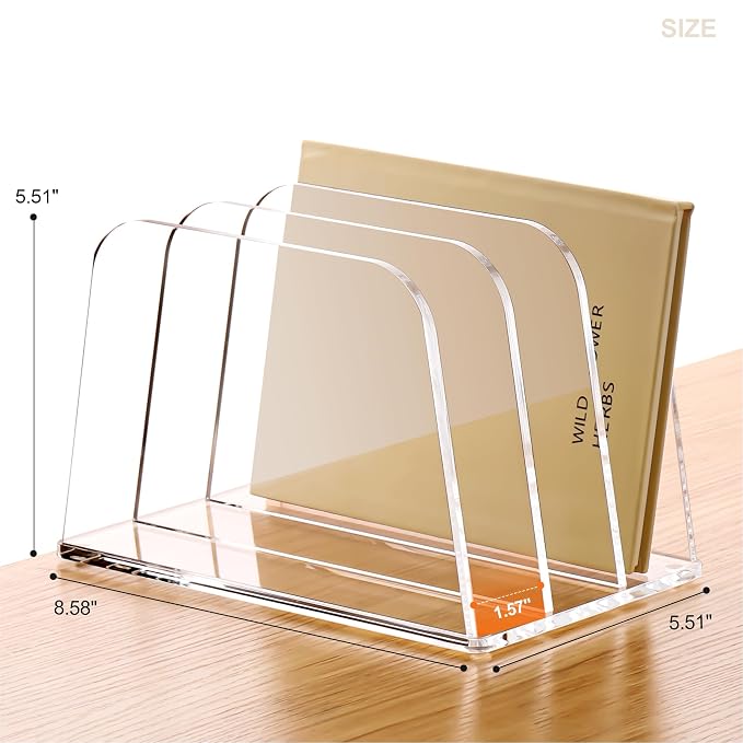 YUXUN Desk File Organizer,3-Section Vertical Clear Acrylic Desk Organizer File Holder Mail Sorter Office Organization for Office Home &Classroom（B5） - Image 3