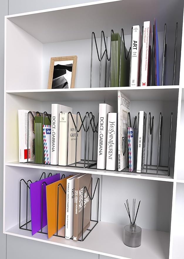 2 Sets File Organizer for Desk,File Sorter Organizer,File Folder Holder/Rack/Stand,Desktop Record/Clipboard Holder,8 Sections Storage,Anti-Scratch/Rusty,Metal Stable Holder,Black - Image 4
