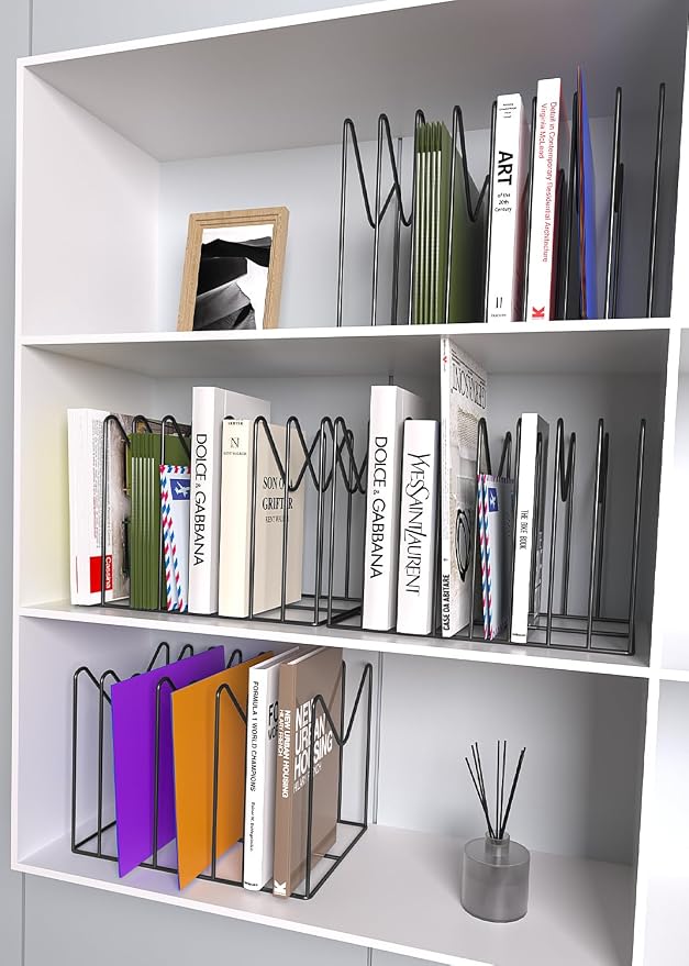 4 Sets File Organizer for Desk,File Sorter Organizer,File Folder Holder/Rack/Stand,Desktop Record/Clipboard Holder,8 Sections Storage,Anti-Scratch/Pilly/Rusty,Metal Stable Holder,Black - Image 4