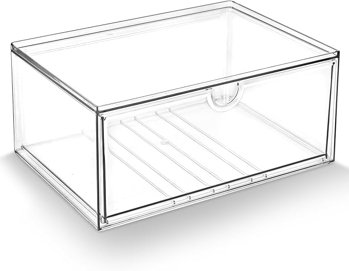 Prsildan Acrylic Makeup Organizer Stackable Clear Storage Drawers for Baby Bottles Desk Organizers for Countertop Vanity Nursery Adjustable Modular System for Cosmetics Jewelry by Prsildan