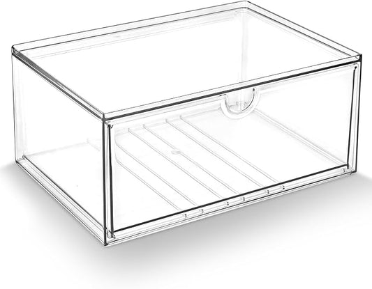 Prsildan Acrylic Makeup Organizer Stackable Clear Storage Drawers for Baby Bottles Desk Organizers for Countertop Vanity Nursery Adjustable Modular System for Cosmetics Jewelry by Prsildan