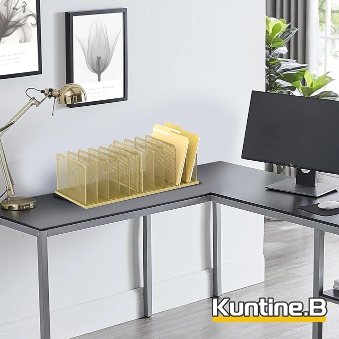 Kuntine.B 5-Section Upright Desk File Organizer Gold 1 Pack | Vertical, Mesh, Metal, Assembly, Stability, Sturdiness, Organization, Standing - Image 5