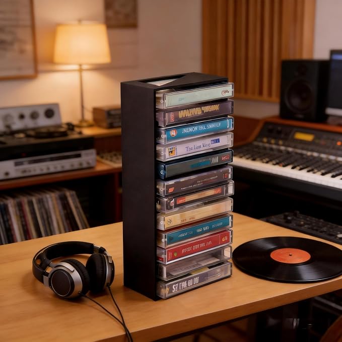 Cassette Tape Storage Organizer Holder - Large Capacity Organizer for Music Enthusiasts, Durable Plastic Design for Home, Space-Saving Solution for Cassette Collections - Image 5