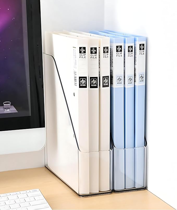 2-Pack Clear Acrylic Vertical Magazine File Holders – Desktop Organizer for Books, Documents, Binders, Envelopes, Includes 3 Bonus Silicone Bookmarks - Image 5