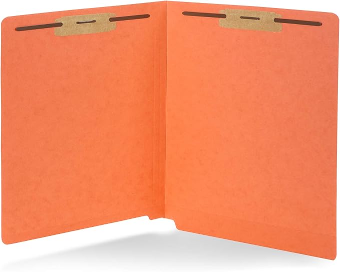 Blue Summit Supplies 50 Orange End Tab Fastener File Folders, Letter Size | Durable 11pt orange paper, straight cut end tabs, 2 prong fasteners, medical files, receipts, office reports - Image 7