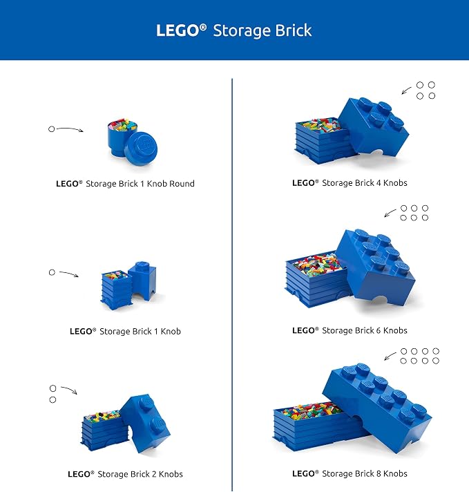 Room Copenhagen, LEGO Brick Box Stackable Storage Containers - Organizational Building Blockss - 19.69 x 9.84 x 7.09 Inches - Brick 8, Bright Red | Large 19.69 x 9.84 x 7.09 in Plastic Bin, Organizational Building Block for Toy Bricks, PVC Free Polypro... - Image 6