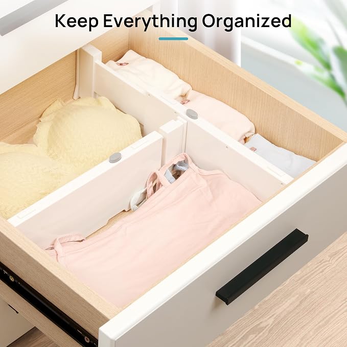 Vtopmart Drawer Dividers for Clothes 4 Pack, Adjustable 4" High Expandable from 11.6"-17" Dresser Drawer Organizer, Plastic Drawers Separators for Dresser, Baby Clothes, Kitchen and Office Storage - Image 6