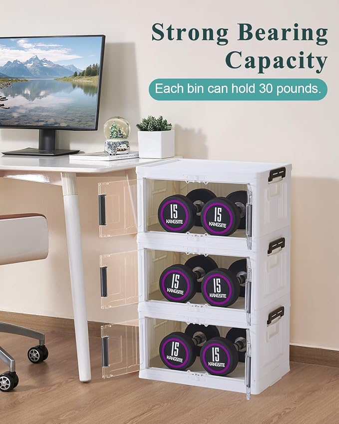 OlarHike 23QT Storage Bins with Lids for Closet, Office, Dorm, 3 Pack | Multi-Lid, Lockable Cabinet, Doors & Wheels, School, Bathroom, Foldable Containers, Stackable Organizers, Plastic Drawers - Image 8