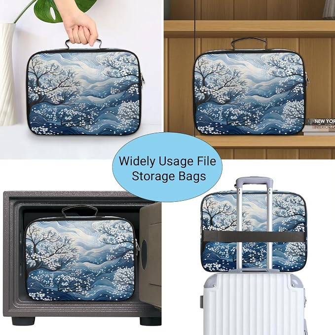 File Organizer Abstract Trees Document Organizer with Handle Portable File Organizer Bag Home Travel Storage Bags for Files Laptop Certificates - Image 7