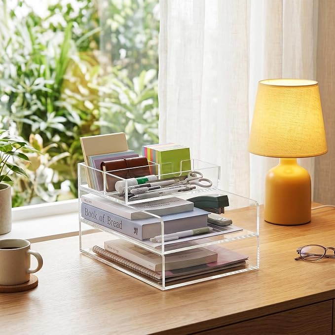 3 Pack Acrylic Paper Tray Organizer for Desk Clear File Organizer,Acrylic Desk Organizers and Accessories Sorter,Perfect for File Paper, Ipad, Letter, A4 Office File, Books, Notes.(Vertical) - Image 5
