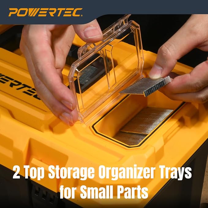POWERTEC 19-Inch Tool Box with Trays - Lockable, Metal Latch, Organizer, Portable Storage for Tools, Small or Mid-Sized Parts (72362) - Image 7